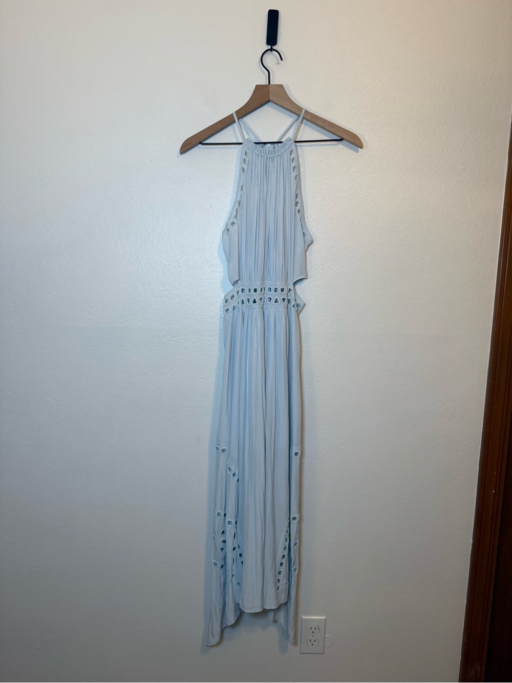 Ramy Brook Henley Eyelet Midi Dress In Blue - Picture 2 of 9